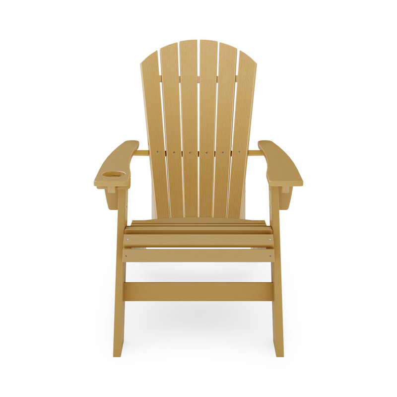 Kavia Outdoor Adirondack Chair With Table, Boardwalk Brown