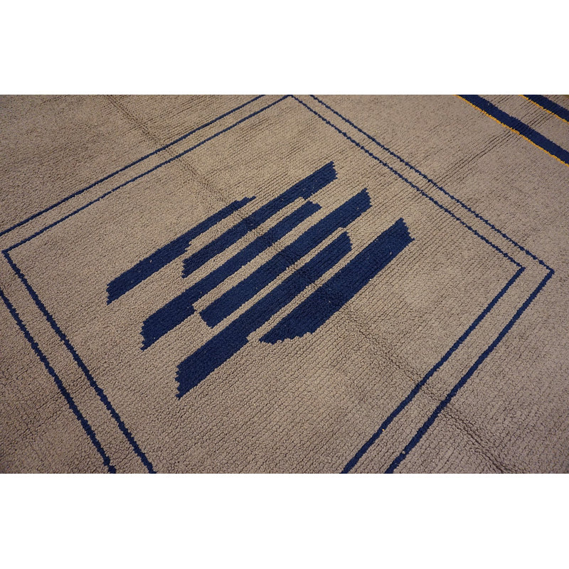 Ivory Room Size Antique Early 20th Century Spanish Geometric Art Deco Carpet