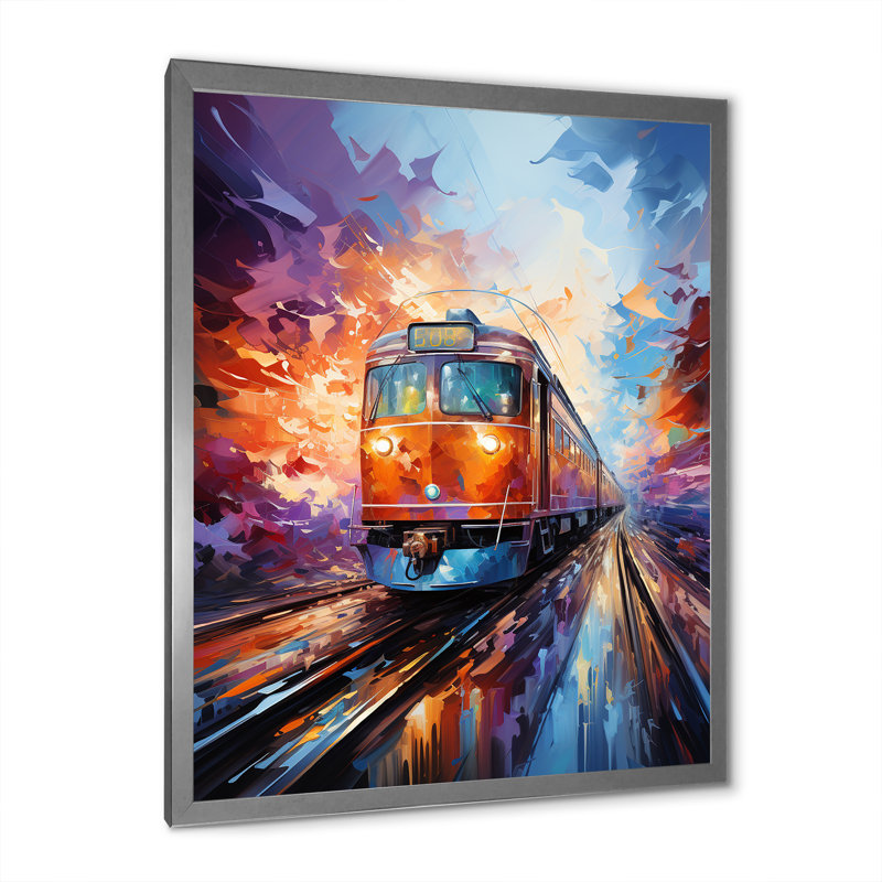 " Train Bold Rhythms ", 40" H x 30" W x 1.5" D, Silver Picture Framed