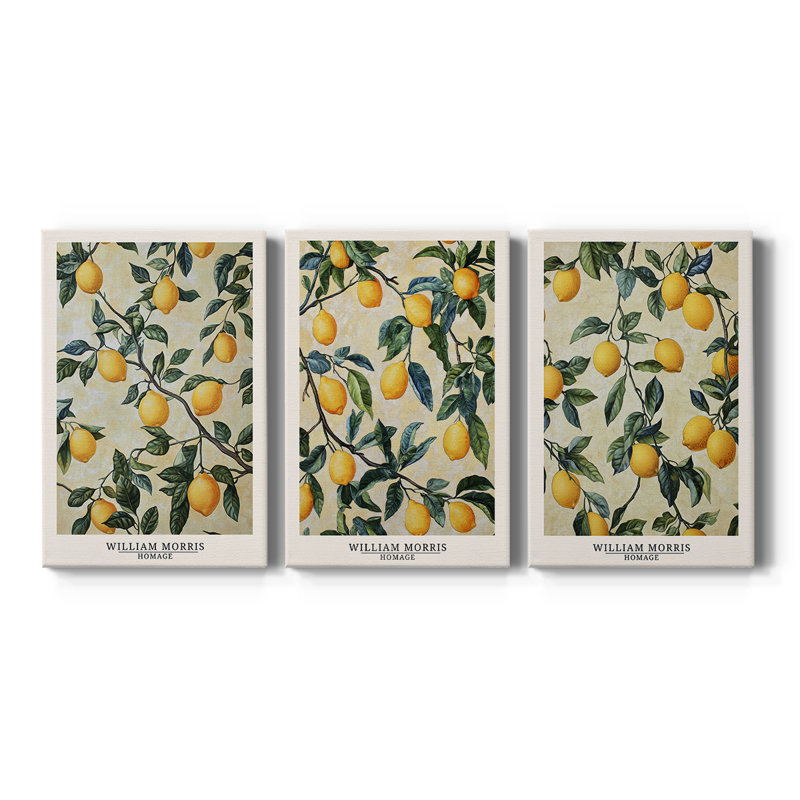 Série de pièces de la collection DCxxvm 3 de Wm Morris - Toile tendue sur mesure - 3 pièces, H 60 po x l 120 po
