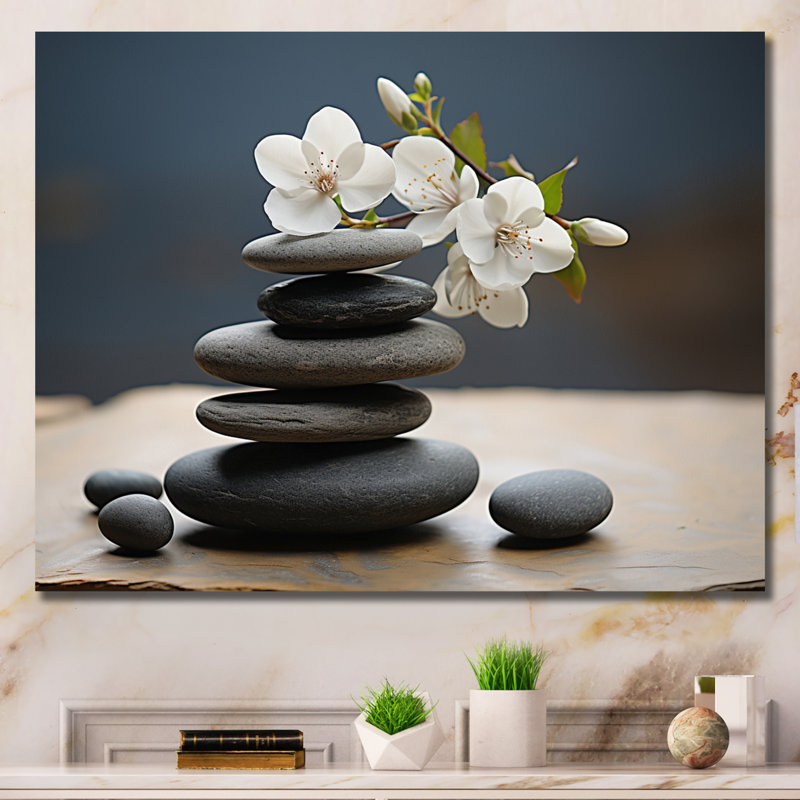 Art mural Zen zen, H 34 po x l 44 po x P 1,5 po, Toile tendue