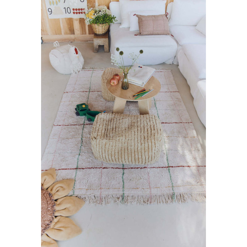 Growing Up On A Farm Hand Tufted Cotton Plaid Area Rug, Rectangle 4'7" x 6'7"