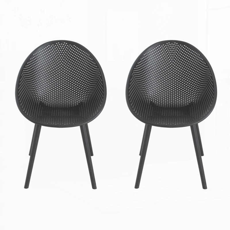 Chaise d'appoint d'extérieur (ensemble de 2), Noir