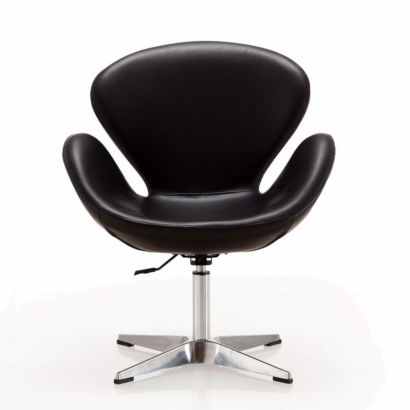Raspberry Wool Blend Upholstered Swivel Balloon Chair, Black