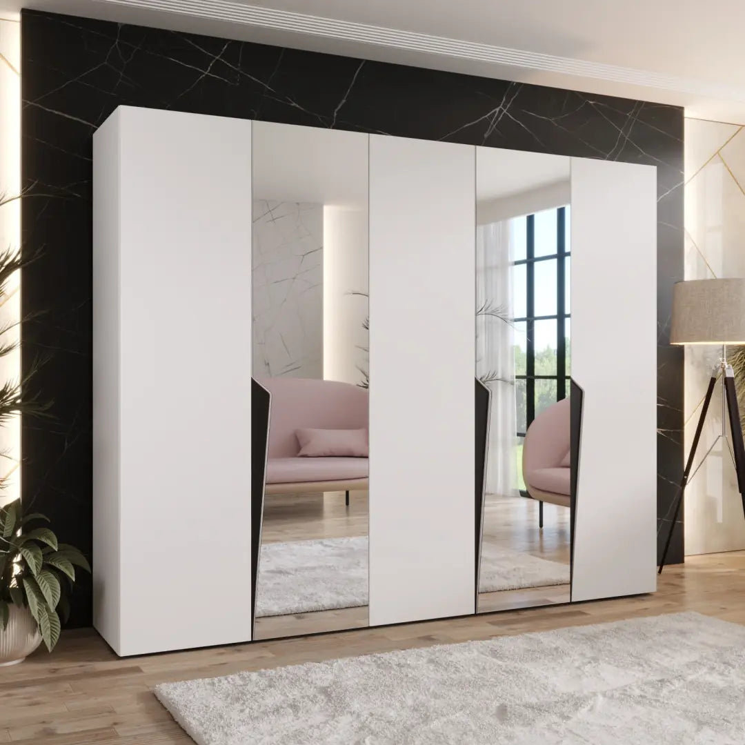 Metro Lane Piano II Hinged Door Wardrobe 250cm - Five-Door Mirrored ...