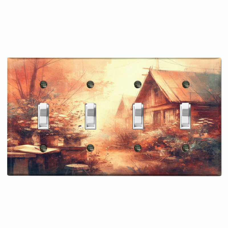 Nature Themed 4 - Gang Toggle Light Switch Standard Wall Plate