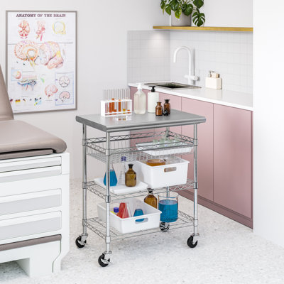 NSF-Certified Stainless Steel Kitchen Island Cart on Wheels