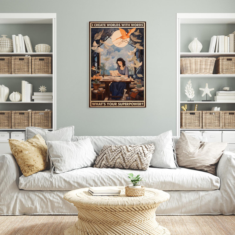 Écrivain, je crée des mondes avec des mots - 1 pièce Rectan Écrivain, je crée des mondes avec des mots - 1 pièce, reproduction d'art graphique sur toile tendue