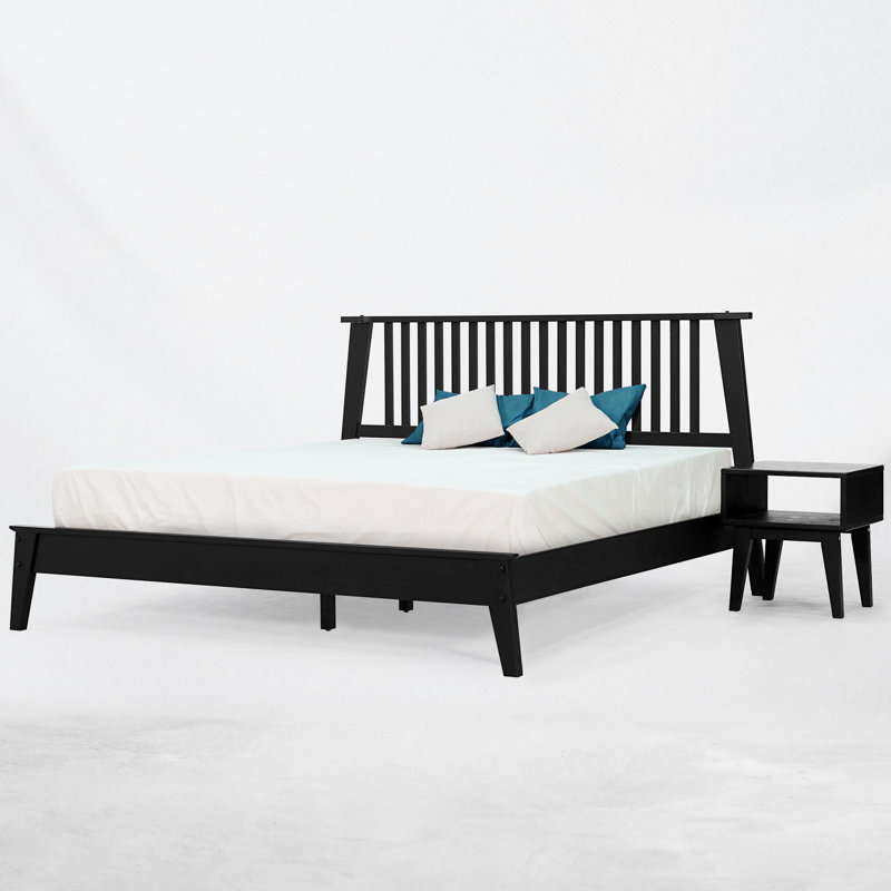 Base de lit plateforme en bois massif de qualité supérieure avec tête de lit Jildardo - capacité de 800 lb, sans sommier, convient à tous les matelas