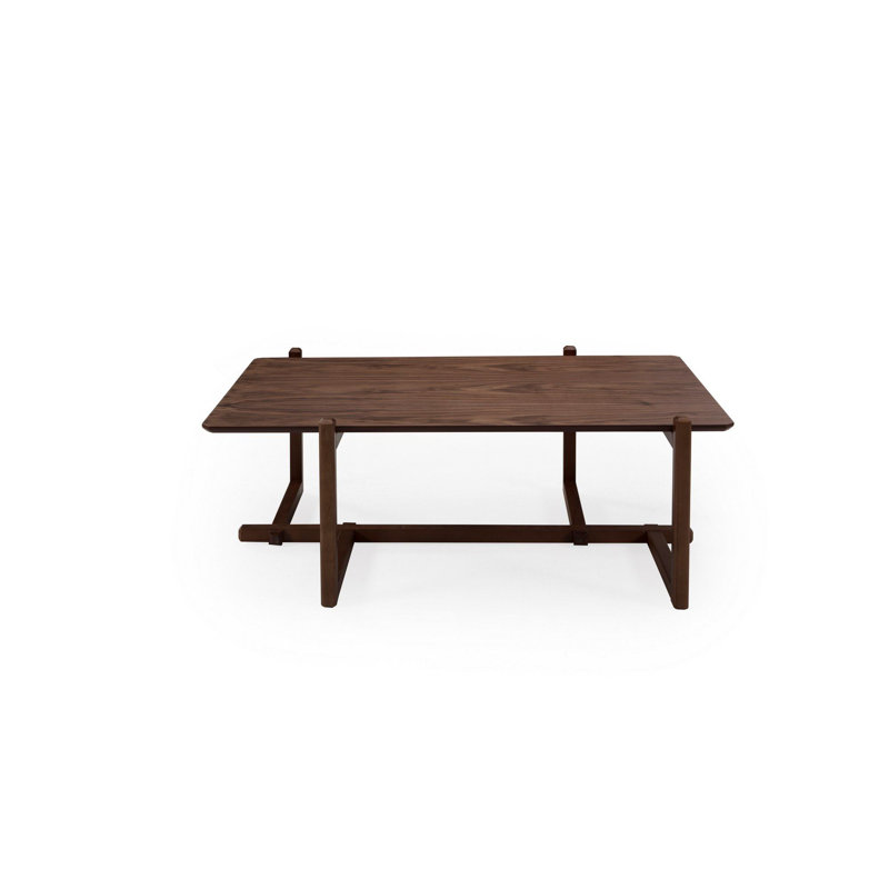 Modern Coffee Table, Walnut Color, 47.2 x 16.9 x 17.0 inches | 100% Beech Wood Body & MDF Tabletop, Thickness: 0.7 inches | Durable, Stylish Design with 11.0 lbs Bearing Capacity, Perfect for Living Room & Lounge Spaces