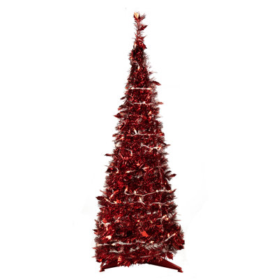 Arbre de Noël artificiel éclairé 4 pi avec lumières claires Tinsel