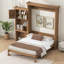 Lit escamotable classique LouvreFold avec pin massif et rangement multifonctionnel pour petite chambre à coucher, chambre d'amis-125361169