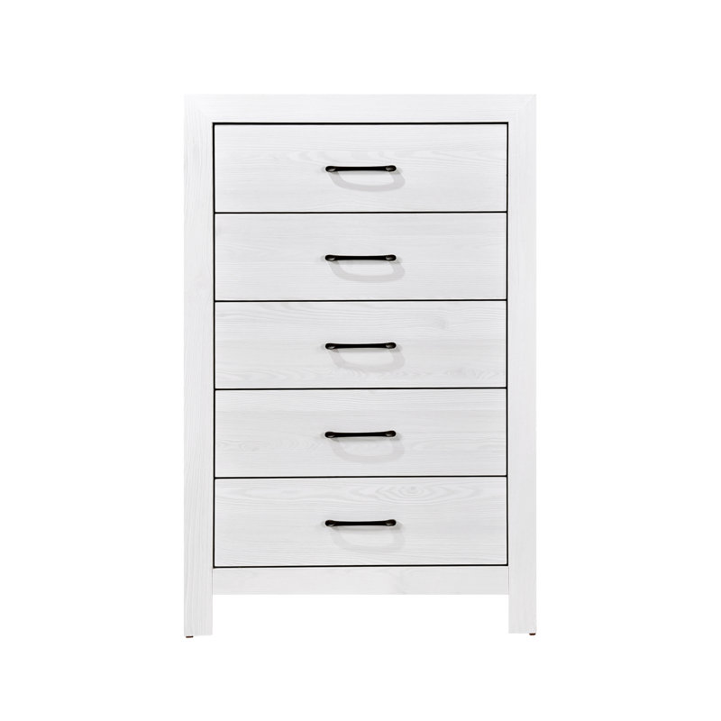 Commode 5 tiroirs Thales, Blanc