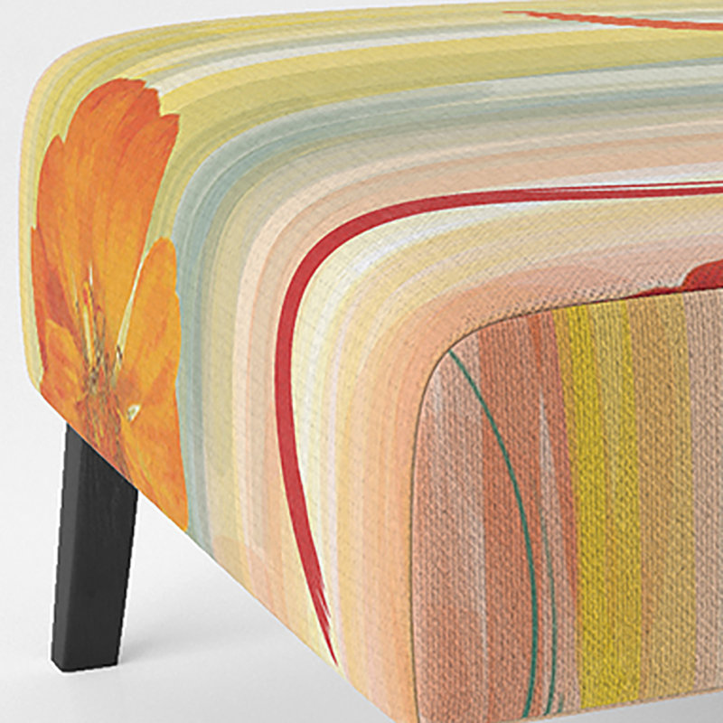 Fauteuil de chambre d'appoint rembourré à motif jaune et orange