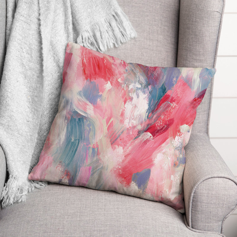 Coussin Floral, H 18 po x l 18 po, Rose géométrique, Carré