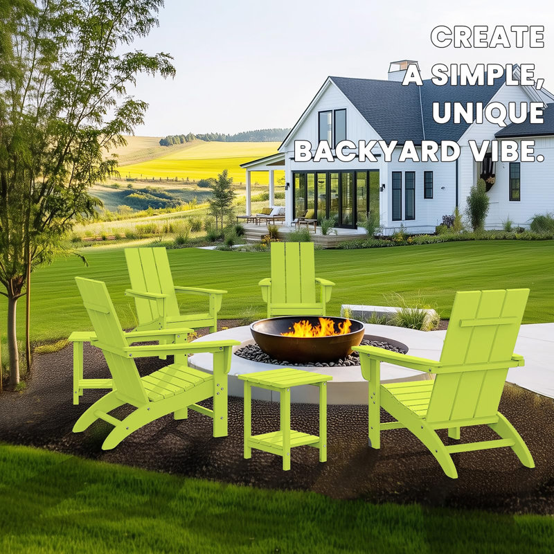 Adirondack Chair with Cup Holder, Lime
