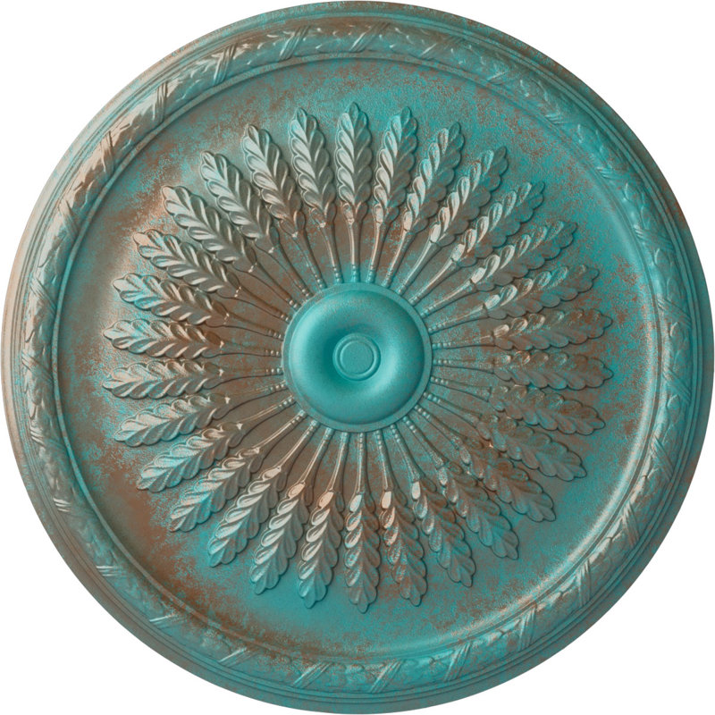 Médaillon de plafond Endurathane Attica, diamètre extérieur de 39 1/2 po x P 2 1/2 po (convient aux auvents jusqu'à 3 3/4 po), fini bleu flash peint à la main