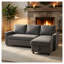 Canapé-lit convertible moderne en forme de L de 212 cm avec méridienne de rangement, canapé d'angle en tissu flanelle gris foncé pour salon