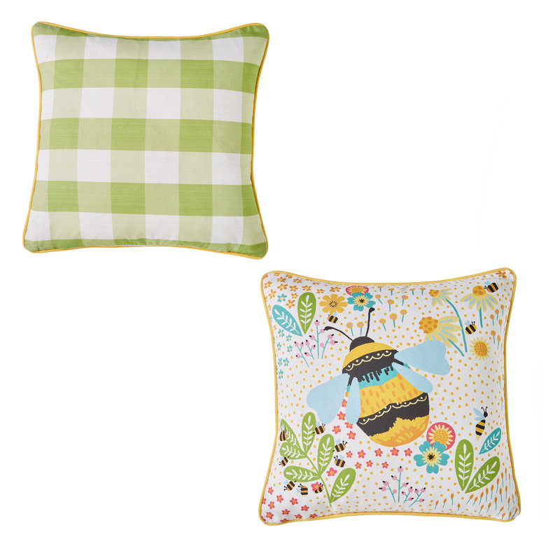 Buzzy Bee Indoor / Outdoor Animal Print Ochre Square Throw Pillow Cover