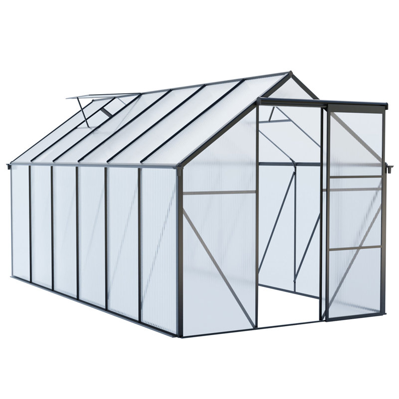 Serre en polycarbonate surélevée 6X12 pi, Noir