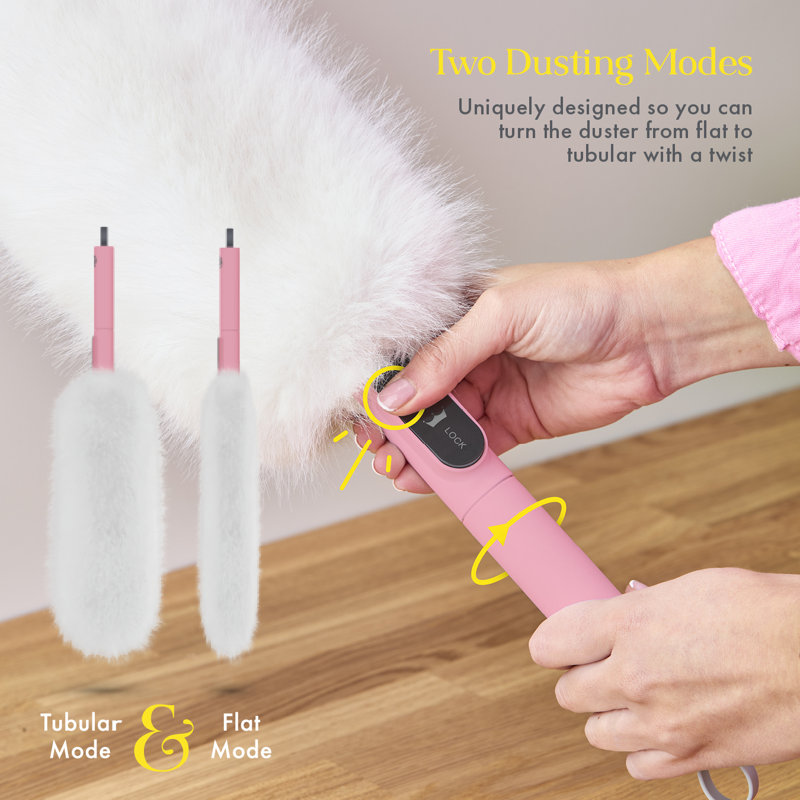 Swan SWFC2005WHTN Elevate Ultra-Fine Microfibre 2-in-1 Duster with Super Soft Microfibre, Flat to Tubular and Hanging Loop for Easy Storage, Machine Washable, White