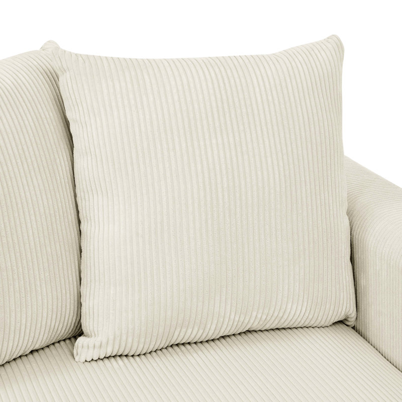 6 - Piece Corduroy Sectional For Relaxing, Cream Color, Coil And Sinuous Spring, Low Profile Legs, 36 In Height Colored Modular Corduroy, Comfortable Entertaining, Plastic Seats
