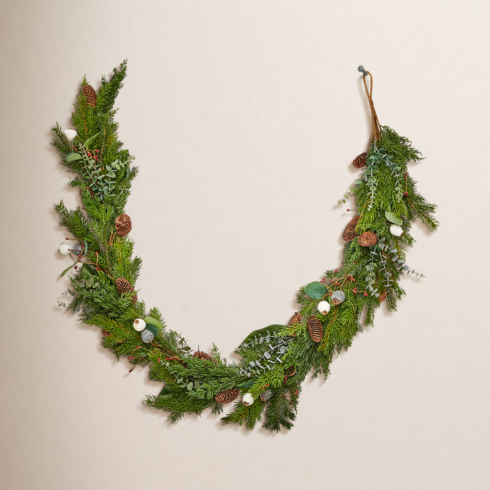 69" Faux Cypress Pinecones & Fig Garland
