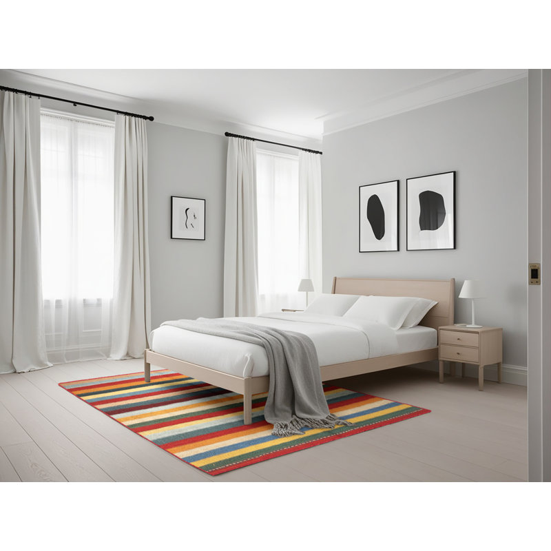 Tapis orange/rouge/jaune contemporain, Rectangle 5 pi x 7 pi