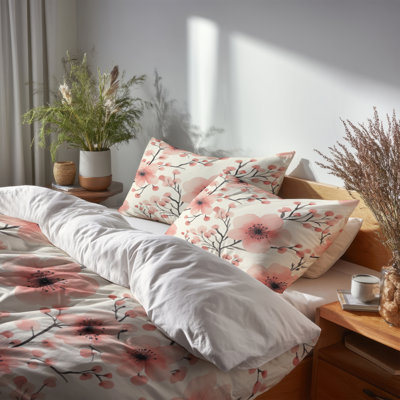 Ensemble de literie 3 pièces Floral - housse de couette et coussin décoratif Country Farmhouse