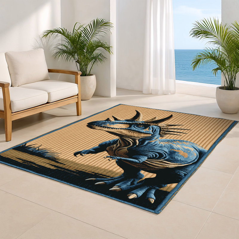 Tapis brun intérieur et extérieur Dinosaurs, Rectangulaire 8 pi x 10 pi