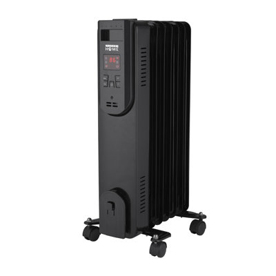 Techni Home Oil-Filled Radiator Space Heater, 7 Fins, Adjustable Thermostat, 3 Heat Settings (Low/Med/High), LED Display, Tip-Over & Overheat Protection, Portable Electric Heater for Indoor Use