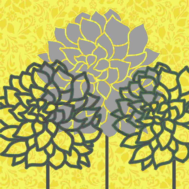Jaune / gris, H 36 po x l 36 po
