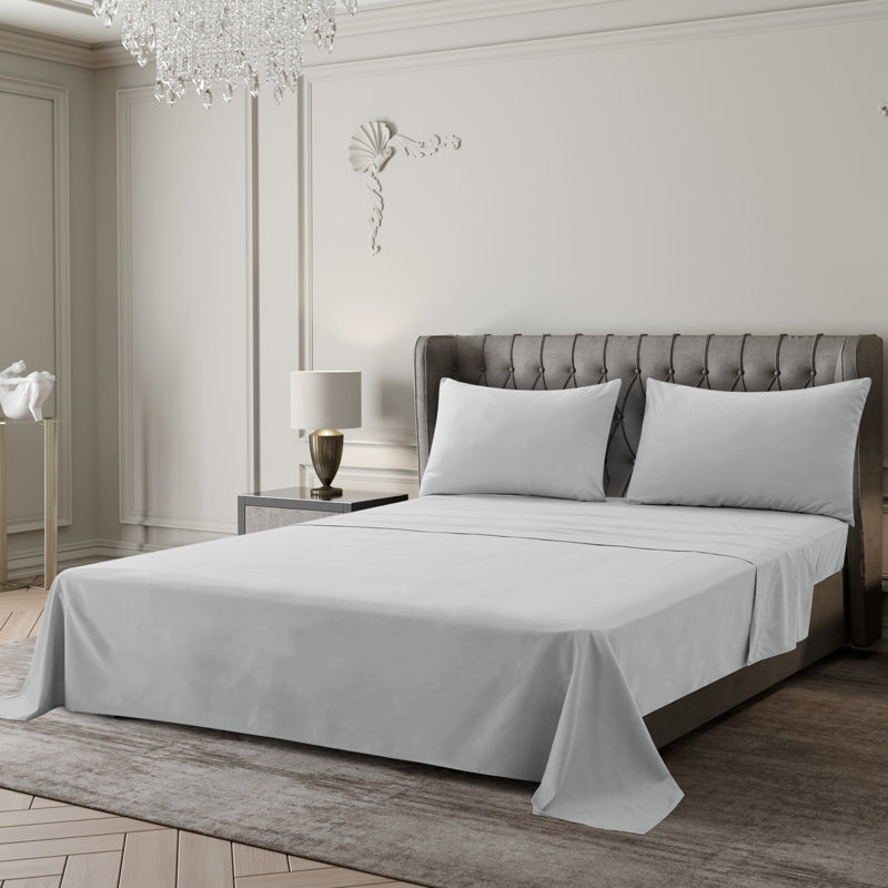 Microfiber Sheet Set, California King, Light Gray