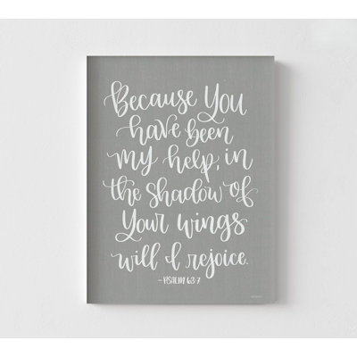 You Have Been My Help, Framed Psal 63:7 Print, Biblical Living Room Decor, Gift For Aunt, Gray Bible Poster Print, Bible Verse Decor