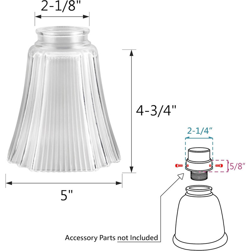 Abat-jour en verre transparent de remplacement pour ventilateur de plafond # 23057-4 / H 8 po, ensemble de 4