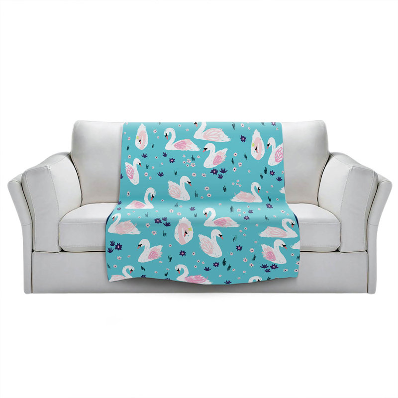  Couverture Swans, 51 po x 60 po, Bleu sarcelle