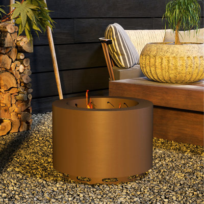 Foyer de camping 19 po sans fumée, en acier inoxydable portable pour la cour arrière, le patio, le pique-nique, la fumée basse, avec, camping de fumée bronze, mélangé avec