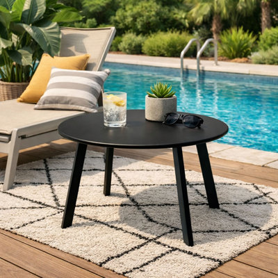 Round Weather-Resistant Steel Patio Coffee Table
