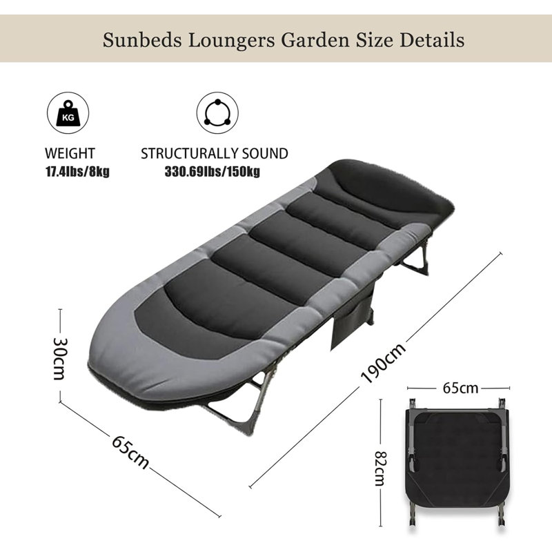 Camping bed, camping bed, office bed, Black