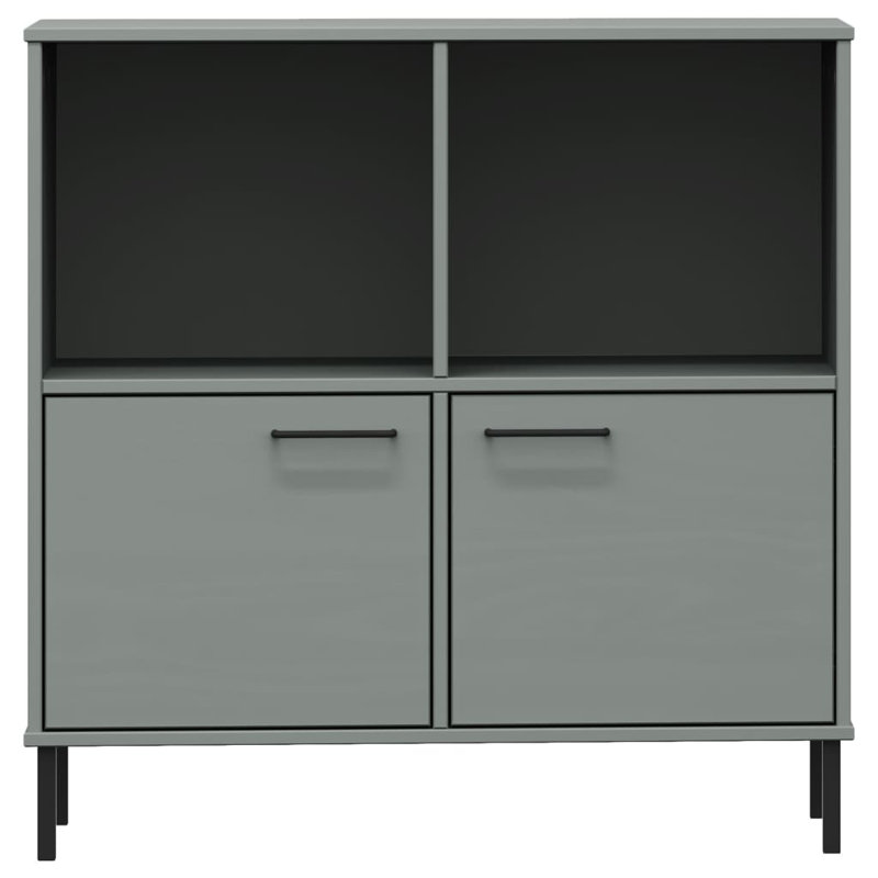 Resnel Bookshelf Book Cabinet with Metal Legs Storage Cabinet OSLO Solid Wood, Gray