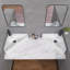 22,5 po x 16,5 po x 5 po Lavabo de salle de bain d'angle mural en céramique dans un récipient blanc suspendu avec trop-plein