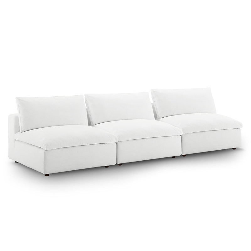 Canapé modulaire sans accoudoirs rembourré 3 pièces Commix, Polyester blanc