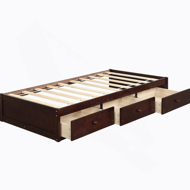 Platform Storage Bed with 3 Drawers, Cherry