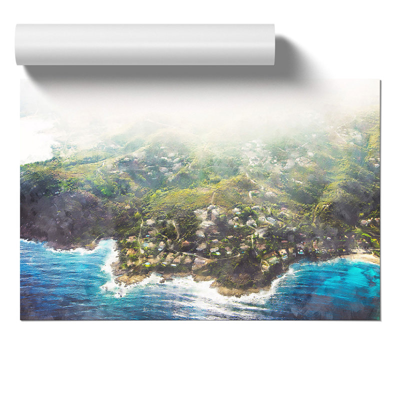Skyline View of Corsica Painting - Frameless Print, 21cm H x 30cm W x 0.1cm D