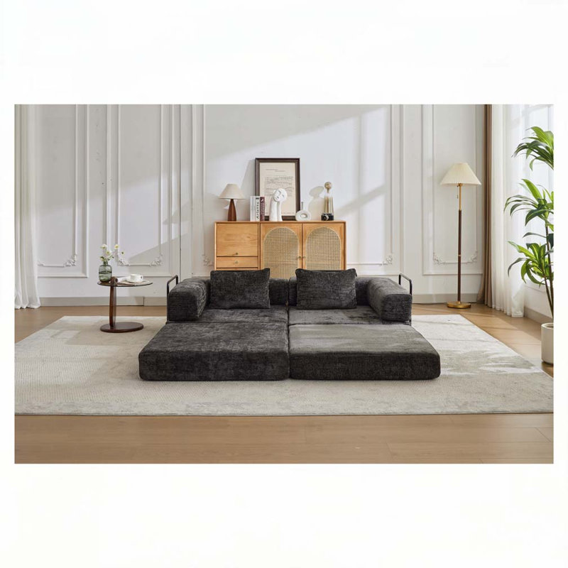 Canapé-lit Chenille, Noir