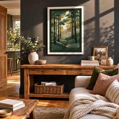 Forest Path to Light Scandinavian - Framed Print