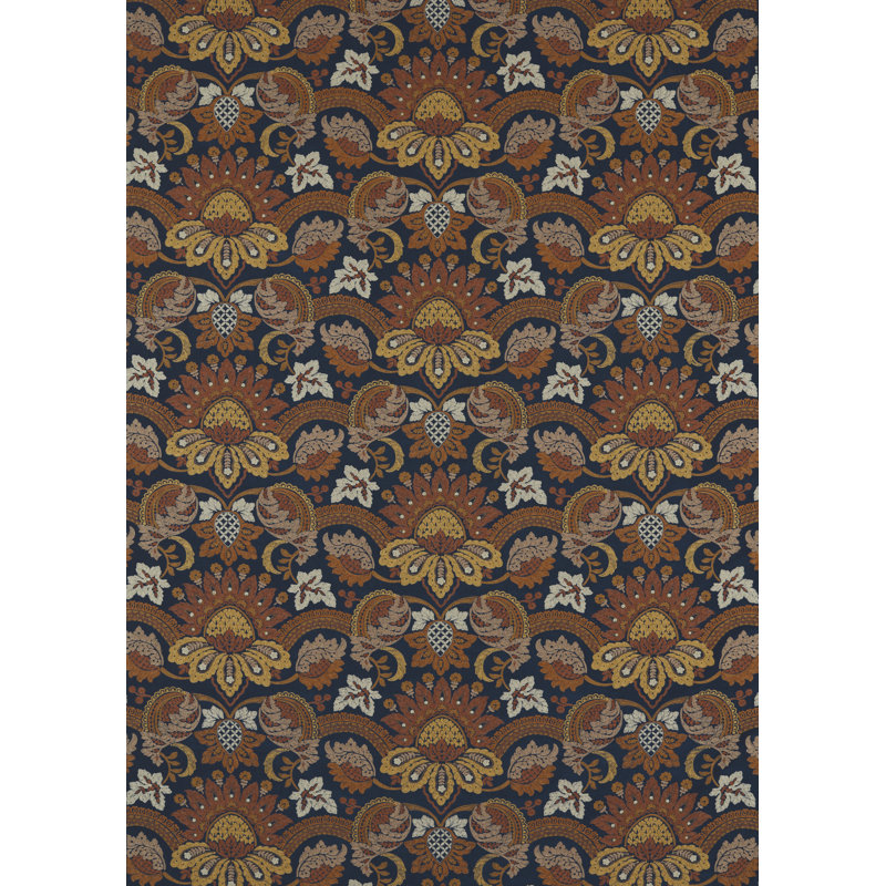 Pomegranate Velvet Fabric, Indigo / Terracota