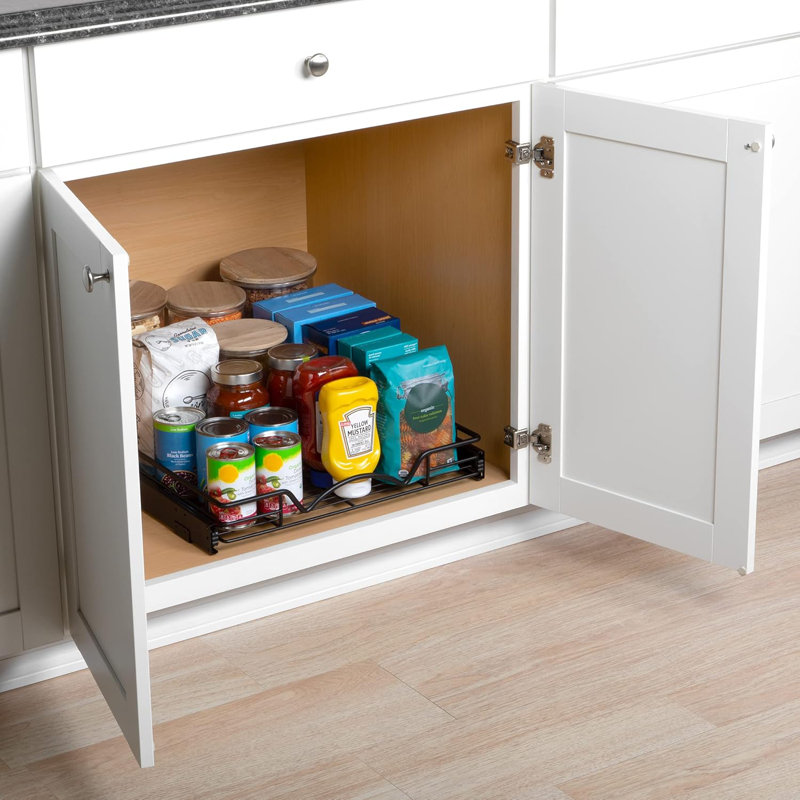 Organisateur d'armoire coulissant noir avec métal robuste et garantie à vie limitée, H 3,15 po x l 22,66 po x P 21 po