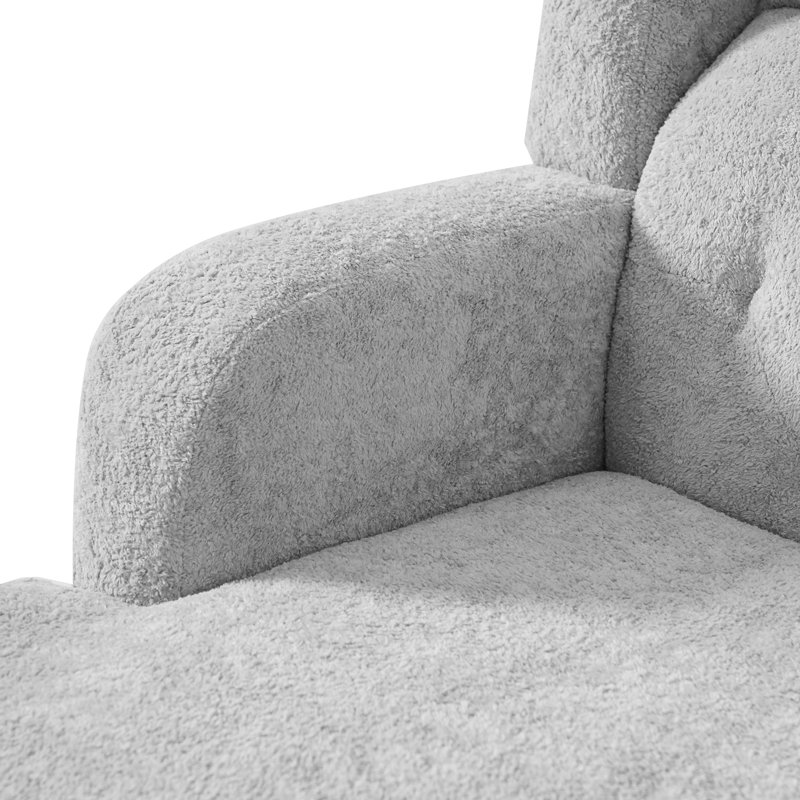 Fauteuil rembourré avec dossier capitonné et pieds robustes, Light Grey