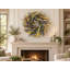 Couronne de porte d'entrée en herbe séchée artificielle de 61 cm (24 po) avec feuillage d'automne et baies, décor mural rustique pour la récolte d'automne et Thanksgiving